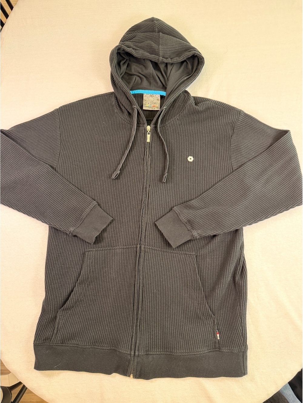 Vintage Y2K Southpole Charcoal Thermal Waffle Zip Hoodie L